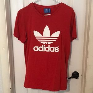 red adidas shirt